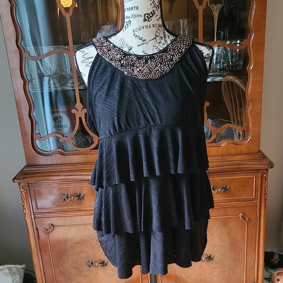 Studio Y Tops - Black Ruffle Tank Top Studio Y